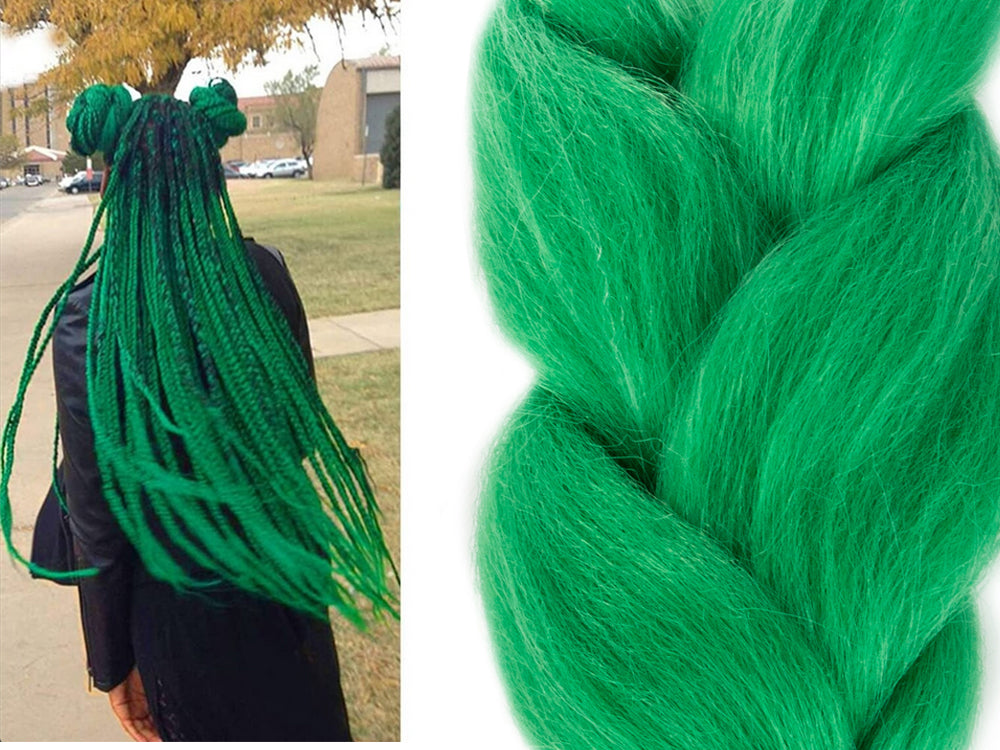 Extensii par sintetic pentru impletituri, Zola®, 60 cm, verde balayage Extensii par sintetic pentru impletituri, Zola®, 60 cm, verde balayage
